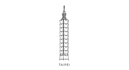 Obraz premium Minimalist Taipei Tower Line Art