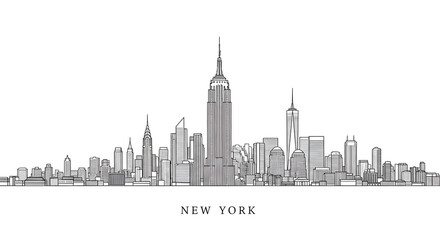 Naklejka premium New York City Skyline - Minimalist Line Art