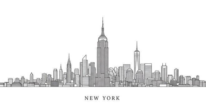 New York City Skyline - Minimalist Line Art