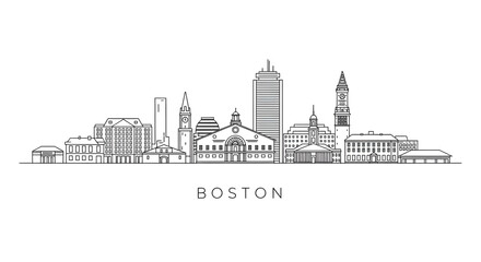 Obraz premium Boston Skyline Vector - Minimalist Cityscape Illustration