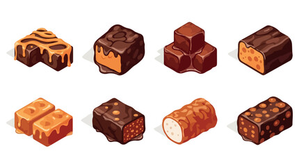 Chocolate candies assortment with transparent background