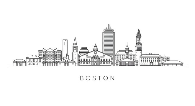 Boston Skyline Vector - Minimalist Cityscape Illustration