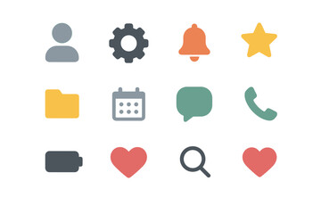 Phone settings ui message star chat minimalist icon vector heart battery icons
