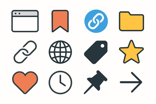 Icon mark folder window vector link bookmark tab arrow chain icons web