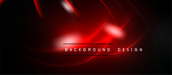 Dark background features vibrant red curves, lines. Modern design element, suitable for banners, presentations. Minimalist aesthetic.