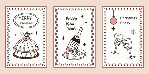 Three festive party invitation card designs