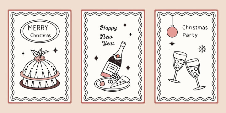 Three festive party invitation card designs
