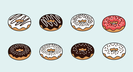 Assorted donuts collection with transparent background