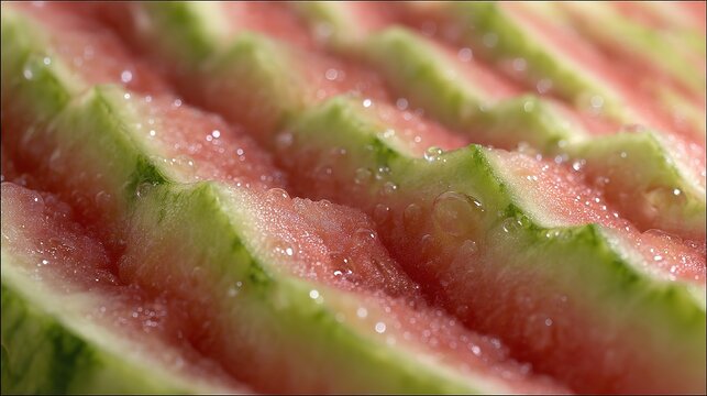 vibration. Ripe watermelon surface with water droplets and visible vibration ripple patterns. menu design, packaging mockups, designed for culinary blogs and recipe cards for restaurants.