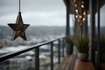 Modern concrete balcony featuring geometric ornament