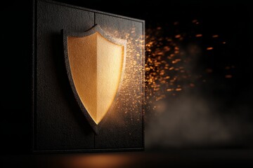 Real server rack with projected holographic shield