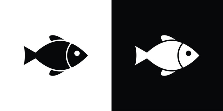 Fish icons symbol for web and mobile filled vector isolated