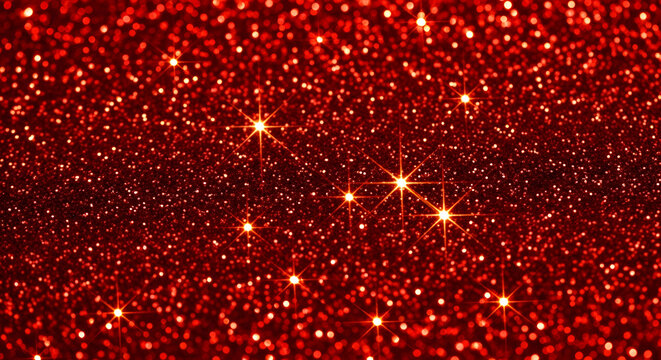 A dense field of red glitter sparkles and shines, creating a textured and shimmering abstract background with bright highlights.