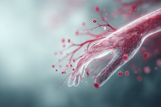 Digital currency flow in human hand concept