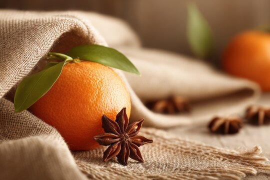 Minimalist citrus fruit with anise garnish