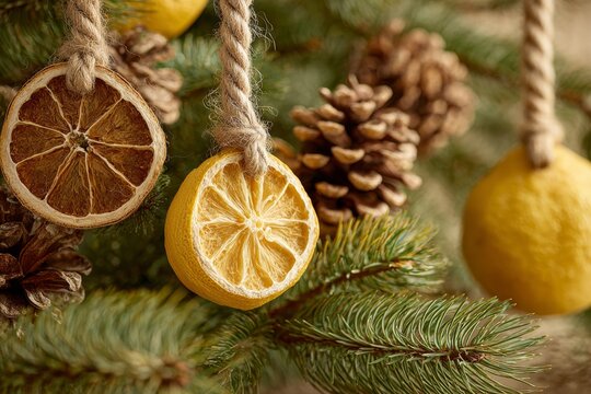 Natural Christmas decorations with fruit slices