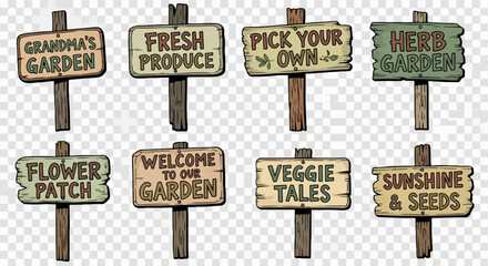 Garden signs with transparent background