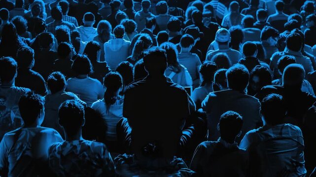 Video A gathering of individuals in a poorly lit space, ideal for capturing attention or conveying a sense of mystery