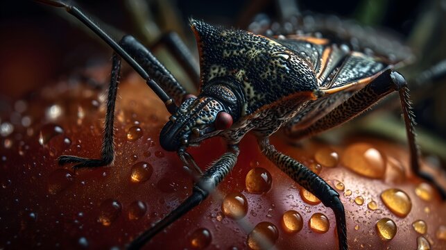 Leaffooted bug feeding on tomato macro photography nature