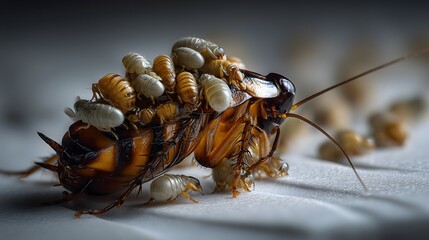 Emerging Nymphs From Cockroach Ootheca