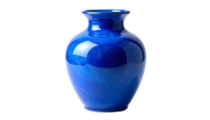 Vivid blue ceramic vase with gloss and slight curve