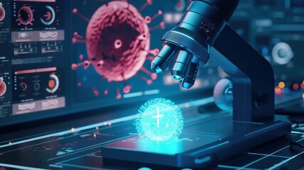 Video A close-up view of a microscope displayed on a computer screen, ideal for educational or scientific use