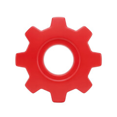 Red gear spinning, driving innovation and teamwork forward, perfect for engineering, manufacturing, or technological progress, representing efficient systems