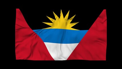 Antigua and Barbuda Flag Waving in the Wind – Realistic 3D Animation flag on Alpha Background