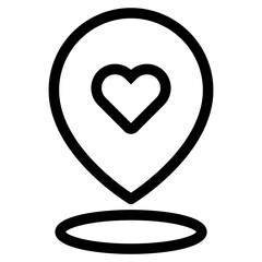 pin location with favorite love heart shape icon