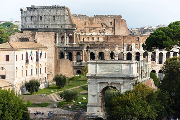 The Colosseum, once the Flavian Amphitheatre, is a vast elliptical arena in central Rome, Italy.