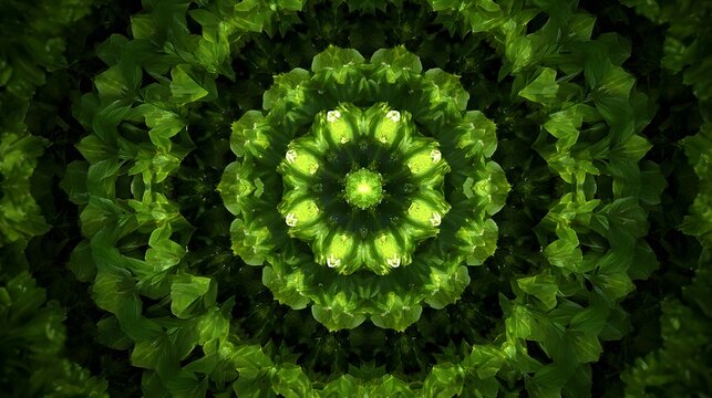 Captivating Dynamic Kaleidoscope Video Loop in Vibrant Green with Organic Flair for Modern Digital Backgrounds and Visual Effects