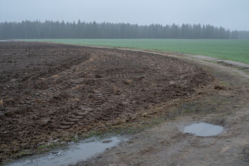 plowed field in spring