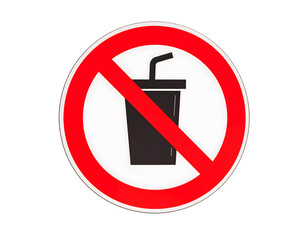 Clear and simple sign indicating that consumption of beverages in this area is not permitted