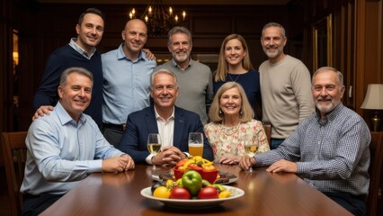 A Multi-Generational Family Gathering Around a Table Filled with Food and Drinks Celebrating