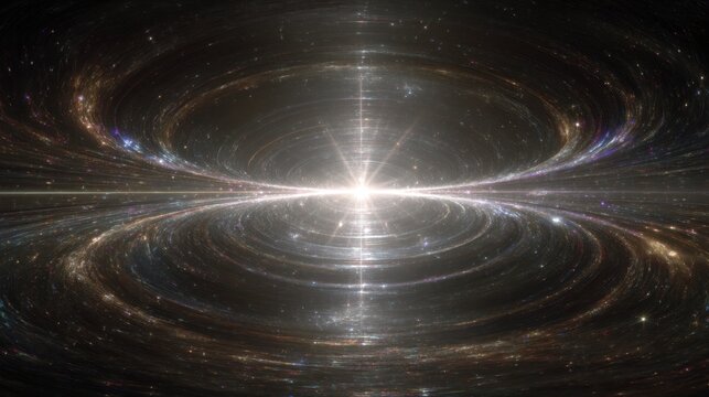 Abstract Cosmic Explosion with Bright Light, Stars, and Spiral Space Background