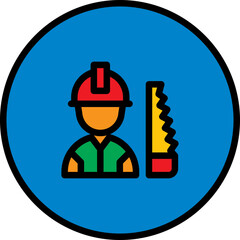 carpenter icon line color sign symbol graphic vector illustration 