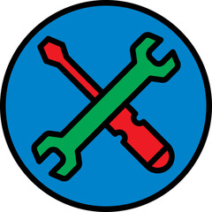 wrench and screwdriver icon line color  logo vector illustration