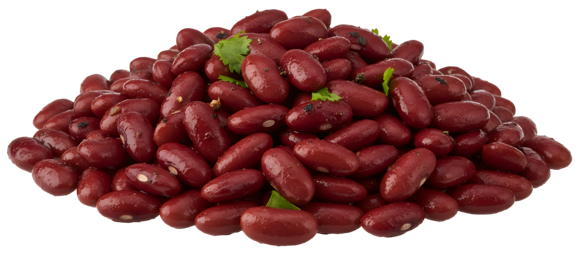 Pile of cooked red kidney beans isolated on white background