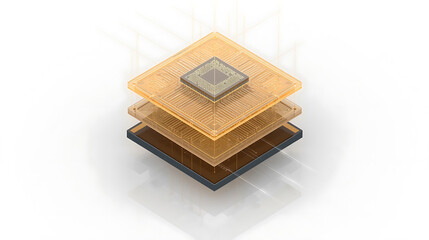 Stacked microchip layers showing advanced technology concept