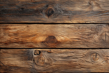 Rustic wooden plank background with weathered texture, natural grain patterns, rich brown tones and aged organic surface ideal for crafts, design projects and rustic decor themes
