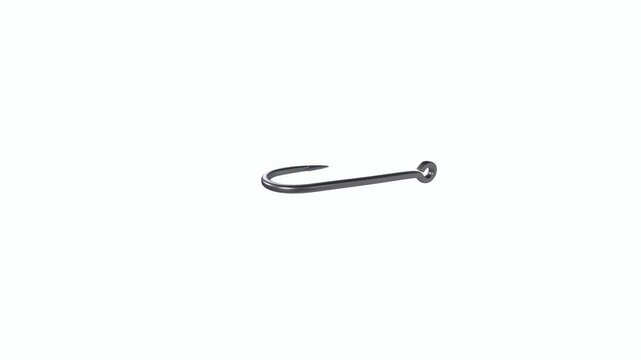 Single Black Fishing Hook on Light Background