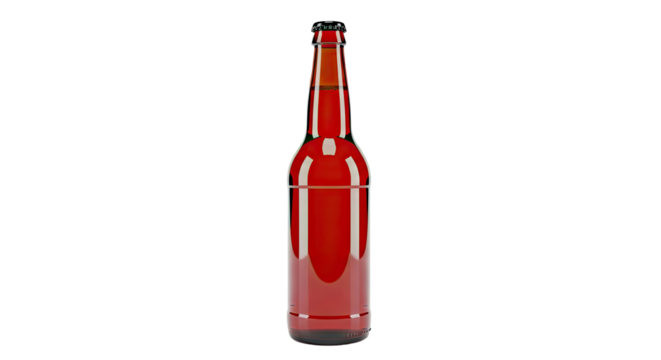 Amber Glass Beer Bottle with Black Crown Cap Isolated on Clean White Background 3D Render