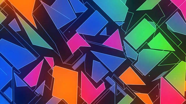 Vibrant Geometric Low Poly Background with Colorful Triangles and Futuristic Crystal Shapes
