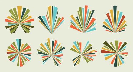 Colorful radial shapes with transparent background