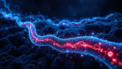 Stunning visualization of neuron activity with vibrant electrical impulses, perfect for science, technology, and medical applications or education materials