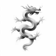 Obraz premium Monochrome Drachenillustrationen in rauchigem, modernen Stil