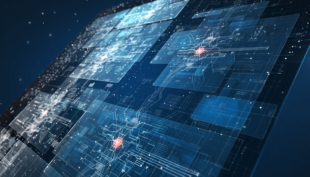 Digital Realm: An intricate digital landscape of interconnected data, revealing the underlying architecture of a modern technological world.