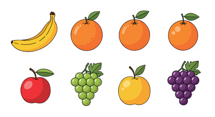 Assorted fruits collection with transparent background