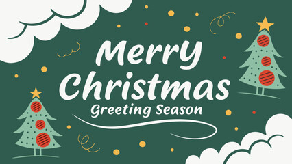 Festive merry christmas greeting season illustration on green background