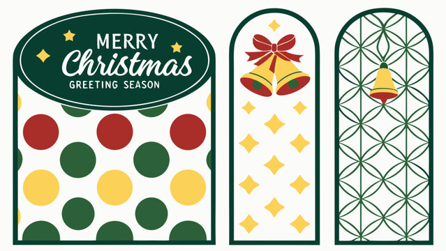 Festive christmas themed bookmarks with bells and dots